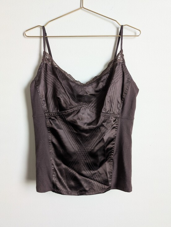Apt. 9 Tops - Apt. 9 Silky Stretch Y2k Tank Top - Dark Brown Size L
